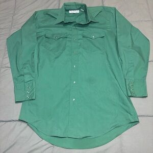 Authentic‎ ATB western wear green pearl snap long sleeve button up